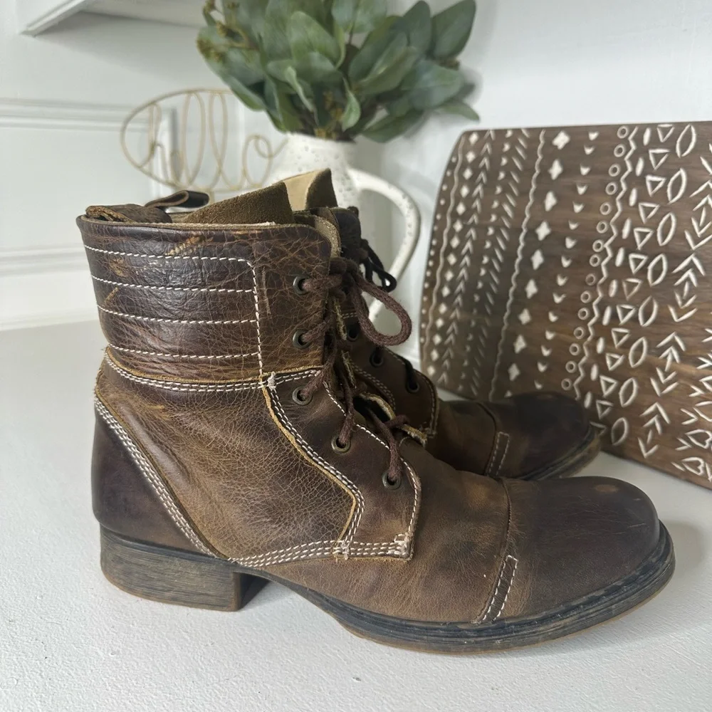 Bed|Stu Men's Distressed Leather Lace-Up Boots Size 10 - Picture 4 of 9